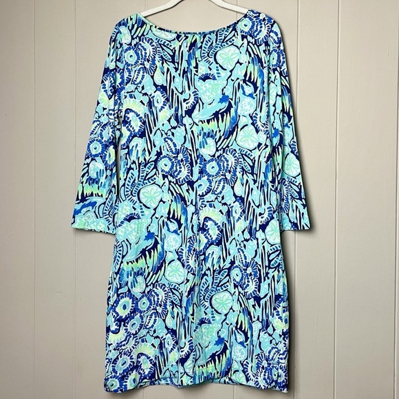 Lilly‎ Pulitzer Marlowe Dress Medium Indigo Blue Sunset Paisley t-shirt knit - Picture 5 of 11